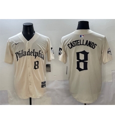 Men Philadelphia Phillies 8 Nick Castellanos Cream Gothic Vapor Limited Stitched Jersey Men Philadelphia Phillies 8 Nick Castellanos Cream Gothic Vapor Limited Stitched Jersey