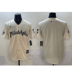 Men Philadelphia Phillies Blank Cream Gothic Vapor Limited Stitched Jersey