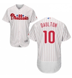 Mens Majestic Philadelphia Phillies 10 Darren Daulton White Home Flex Base Authentic Collection MLB Jersey 