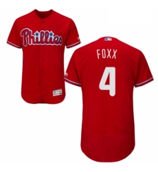 Mens Majestic Philadelphia Phillies 4 Jimmy Foxx Red Alternate Flex Base Authentic Collection MLB Jersey