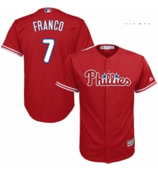 Mens Majestic Philadelphia Phillies 7 Maikel Franco Replica Red Alternate Cool Base MLB Jersey