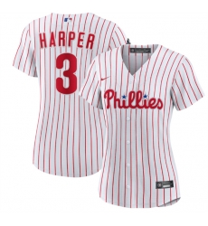 Women Philadelphia Phillies 3 Bryce Harper White Stitched Baseball Jersey