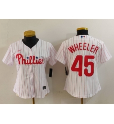 Women Philadelphia Phillies 45 Zack Wheeler White Stitched Baseball Jersey