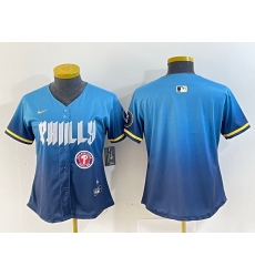 Women  Philadelphia Phillies Team Big Logo Blue 2024 City Connect Limited Stitched Baseball Jersey 7