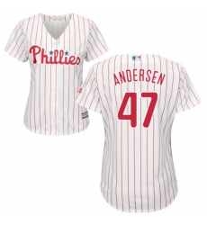 Womens Majestic Philadelphia Phillies 47 Larry Andersen Authentic WhiteRed Strip Home Cool Base MLB Jersey