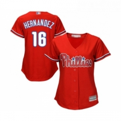 Womens Philadelphia Phillies 16 Cesar Hernandez Replica Red Alternate Cool Base Baseball Jersey 