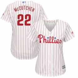 Womens Philadelphia Phillies 22 Andrew McCutchen Majestic White Scarlet Cool Base Player Jersey 