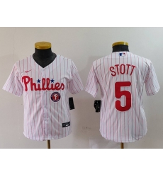 Youth Philadelphia Phillies 5 Bryson Stott White Cool Base Stitched Baseball Jersey 9 Youth Philadelphia Phillies 5 Bryson Stott White Cool Base Stitched Baseball Jersey 9