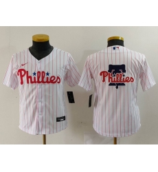 Youth Philadelphia Phillies Team Big Logo White Cool Base Stitched Baseball Jersey 5 Youth Philadelphia Phillies Team Big Logo White Cool Base Stitched Baseball Jersey 5