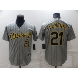 Men Pittsburgh Pirates 21 Roberto Clemente Dark Grey Cool Base Stitched jersey