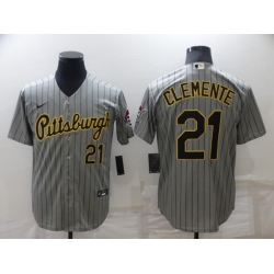 Men's Pittsburgh Pirates #21 Roberto Clemente Dark Grey Cool Base Stitched Jersey