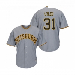 Mens Pittsburgh Pirates 31 Jordan Lyles Replica Grey Road Cool Base Baseball Jersey 