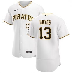 Pittsburgh Pirates 13 Ke 27Bryan Hayes Men Nike White Home 2020 Authentic Player MLB Jersey