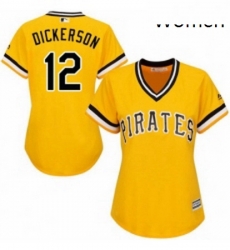Womens Majestic Pittsburgh Pirates 12 Corey Dickerson Authentic Gold Alternate Cool Base MLB Jersey Womens Majestic Pittsburgh Pirates 12 Corey Dickerson Authentic Gold Alternate Cool Base MLB Jersey