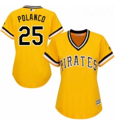 Womens Majestic Pittsburgh Pirates 25 Gregory Polanco Authentic Gold Alternate Cool Base MLB Jersey Womens Majestic Pittsburgh Pirates 25 Gregory Polanco Authentic Gold Alternate Cool Base MLB Jersey