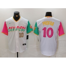 Men San Diego Padres 10 Jurickson Profar White City Connect Cool Base Stitched Baseball Jersey  3