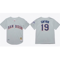 Men San Diego Padres 19 Tony Gwynn Gray 1969 99 Stitched Baseball Jersey