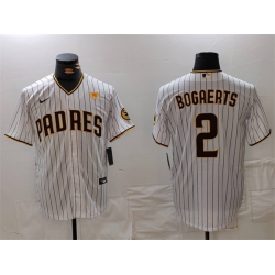 Men San Diego Padres 2 Xander Bogaerts White With PS Patch Cool Base Stitched Baseball Jersey