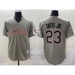 Men San Diego Padres 23 Fernando Tatis Jr  Grey Fashion Throwback With Patch Cool Base Stitched Jersey