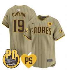 Men San Diego Padres 23 Fernando Tatis Jr  Tan  27For Peter 27 And Petco Park 20th Patch Limited Stitched Baseball Jersey