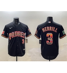 Men San Diego Padres 3 Jackson Merrill Black Mexico Cool Base Stitched Baseball Jersey