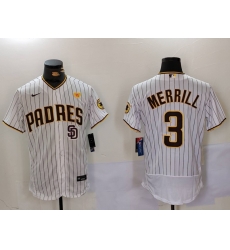 Men San Diego Padres 3 Jackson Merrill white Cool Base Stitched Baseball Jersey 006