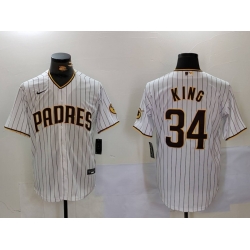 Men San Diego Padres 34 Michael King White Cool Base Stitched Baseball Jersey 2