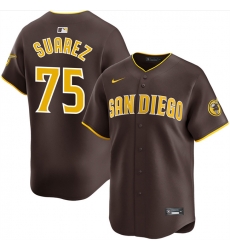 Men San Diego Padres 75 Robert Suarez Brown 2024 Away Limited Stitched Baseball Jersey