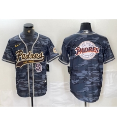 Men San Diego Padres Blank Gray Camo Cool Base Stitched Baseball Jersey 6