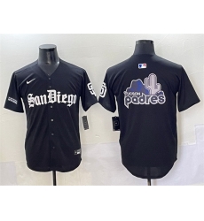 Men San Diego Padres Team Big Logo Black Gothic Edition Vapor Limited Stitched Baseball Jersey