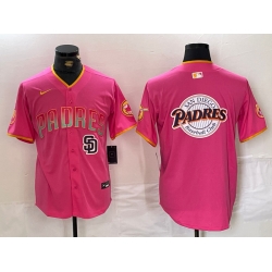 Men San Diego Padres Team Big Logo Pink Cool Base Stitched Baseball Jersey 5