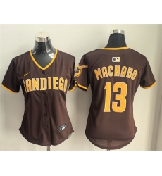 Women San Diego Padres 13 Manny Machado Brown Limited Stitched Baseball Jersey