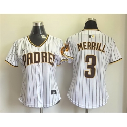 Women San Diego Padres 3 Jackson Merrill White Home Limited Stitched Baseball Jersey