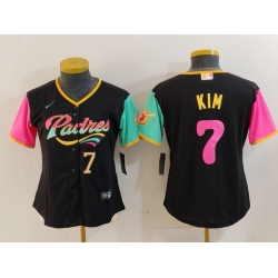 Women San Diego Padres 7 Ha Seong Kim Black City Connect Stitched Baseball Jersey 1