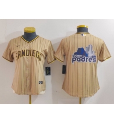 Women San Diego Padres Tan Team Big Logo Stitched Baseball Jersey 3