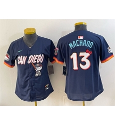 Women San Diego Padres X Hello Kitty 13 Manny Machado Obsidian 2026 City Connect Stadium Stitched Baseball Jersey Run Small Women San Diego Padres X Hello Kitty 13 Manny Machado Obsidian 2026 City Connect Stadium Stitched Baseball Jersey Run Small