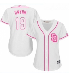 Womens Majestic San Diego Padres 19 Tony Gwynn Authentic White Fashion Cool Base MLB Jersey