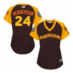 Womens Majestic San Diego Padres 24 Rickey Henderson Authentic Brown 2016 All Star National League BP Cool Base Cool Base MLB Jersey