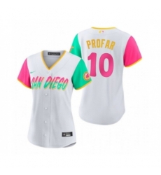 Women's San Diego Padres #10 Jurickson Profar White 2022 City Connect Cool Base Stitched Baseball Jersey