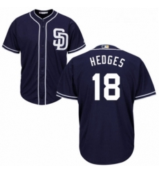 Youth Majestic San Diego Padres 18 Austin Hedges Authentic Navy Blue Alternate 1 Cool Base MLB Jersey 