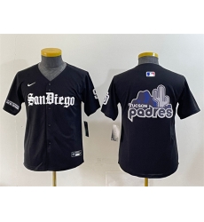 Youth San Diego Padres Team Big Logo Black Gothic Edition Vapor Limited Stitched Baseball Jersey