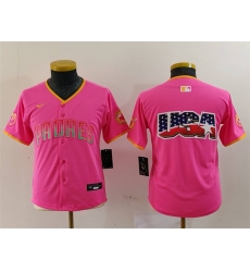 Youth San Diego Padres Team Big Logo Pink Stitched Baseball Jersey