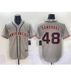 Men San Francisco Giants 48 Pablo Sandoval Grey Cool Base Stitched Baseball Jersey