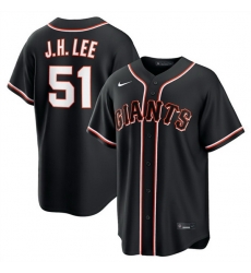 Men San Francisco Giants  51 Jung Hoo Lee 2026 Fashion Replica Black Out Stitched Baseball Jersey