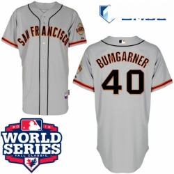 Mens Majestic San Francisco Giants 40 Madison Bumgarner Authentic Grey Cool Base 2012 World Series Patch MLB Jersey