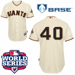 Mens Majestic San Francisco Giants 40 Madison Bumgarner Replica Cream Cool Base 2012 World Series Patch MLB Jersey