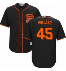 Mens Majestic San Francisco Giants 45 Derek Holland Replica Black Alternate Cool Base MLB Jersey 