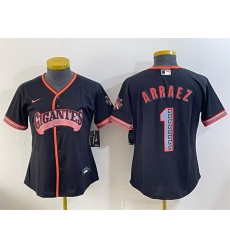Women San Francisco Giants 1 Luis Arraez Black 2026 Alternate Stadium Stitched Baseball Jersey Women San Francisco Giants 1 Luis Arraez Black 2026 Alternate Stadium Stitched Baseball Jersey