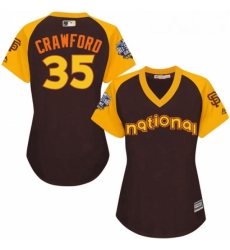 Womens Majestic San Francisco Giants 35 Brandon Crawford Authentic Brown 2016 All Star National League BP Cool Base MLB Jersey Womens Majestic San Francisco Giants 35 Brandon Crawford Authentic Brown 2016 All Star National League BP Cool Base MLB Jersey