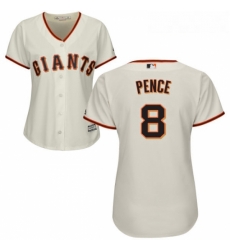 Womens Majestic San Francisco Giants 8 Hunter Pence Replica Cream Home Cool Base MLB Jersey